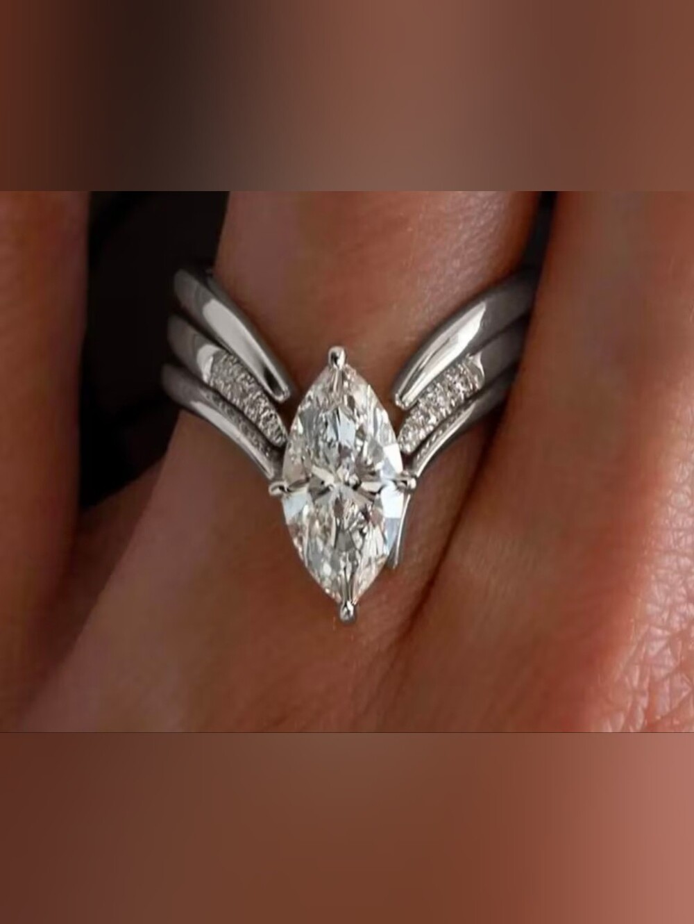 $8 Each Or Bundle 5/$20 Marquise-Cut Diamond Solitaire Ring in Silver